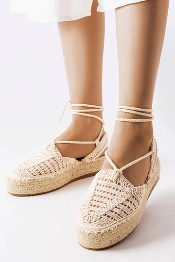 Sandfarbene Schnür-Espadrilles, „Partenia" 2