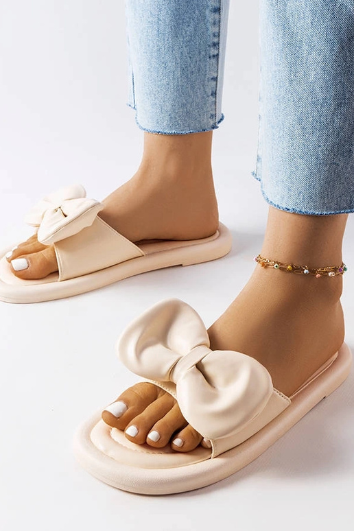 Beige Flip-Flops mit Schleife Lende