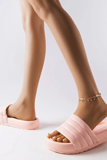Rosa Flip-Flops mit Dorene-Steppung verziert 2