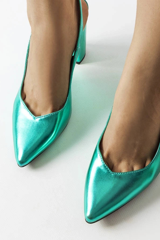 Grüne Wechsler Pumps mit offener Spitze