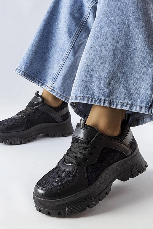 Schwarze klobige Brunswick-Sneaker Schwarze klobige Brunswick-Sneaker