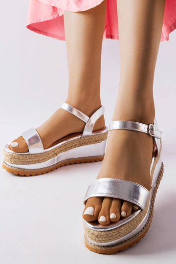 Silberne Plattform-Sandalen, „Access"