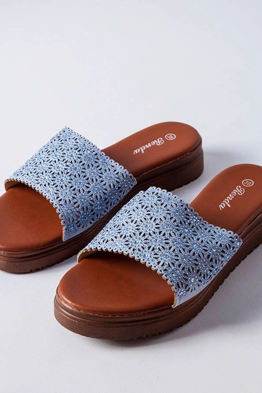 Blaue durchbrochene Schieber mit...