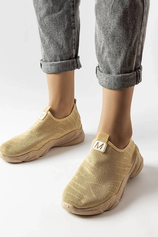 Dunkelbeige Stoff-Sportschuhe für...