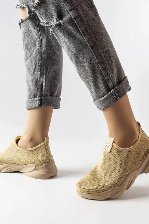 Dunkelbeige Stoff-Sportschuhe für...