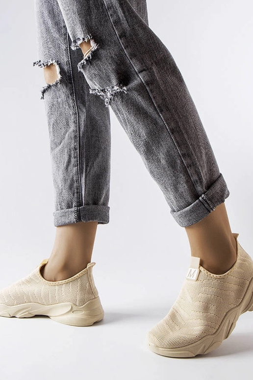 Beige Stoff-Sportschuhe für Damen Aaron