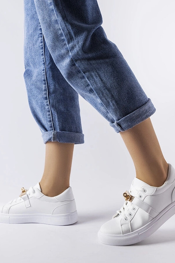 Weiße Sneaker mit goldenem...