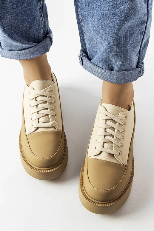 Dunkelbeige flache Schuhe Merico