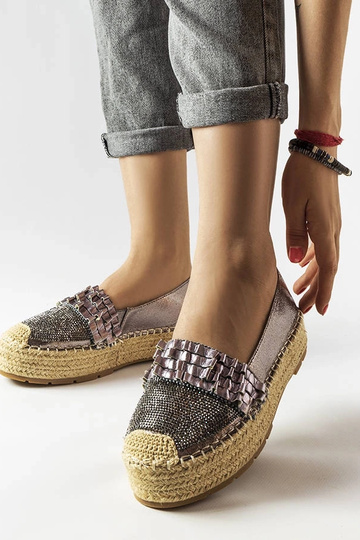 Lauro Silber Zirkon Espadrilles - geflochtene Sohle