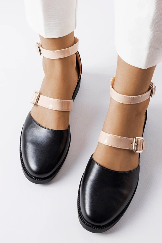 Schwarze Josiane-Ballerinas mit Schnalle