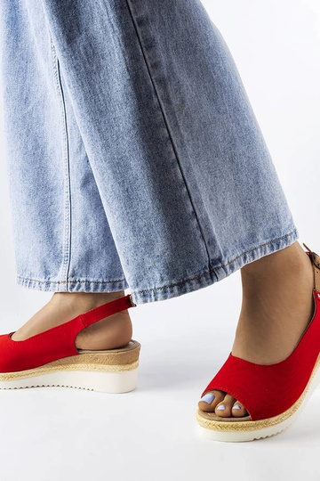 Rote Plattformsandalen,...