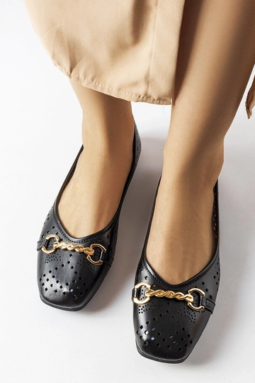 Schwarze durchbrochene Ballerinas von Schiavone