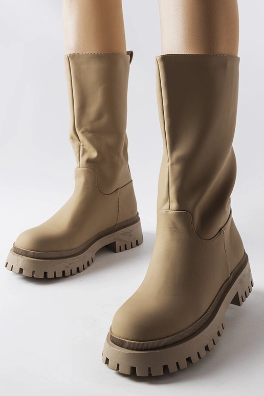 Braune matte Overknee-Stiefel, „Hollie"