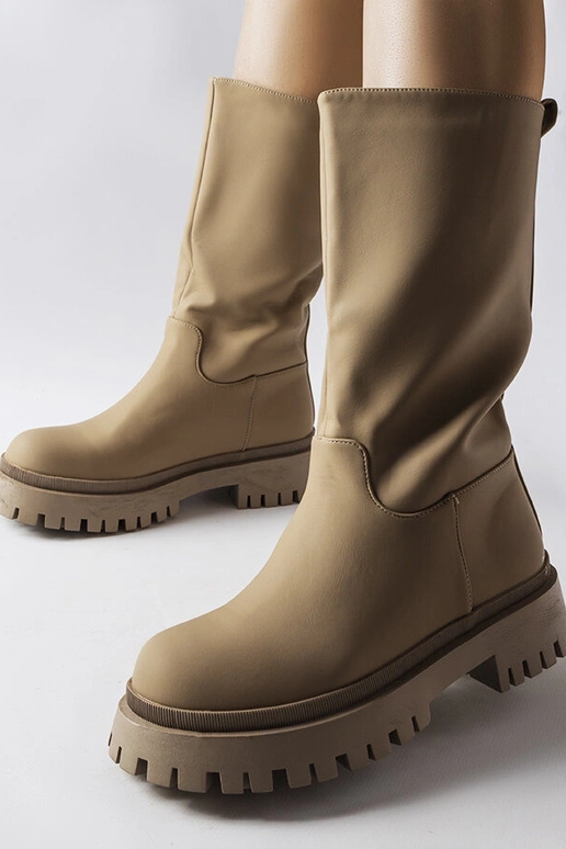 Braune matte Overknee-Stiefel, „Hollie"