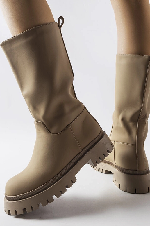 Braune matte Overknee-Stiefel, „Hollie"