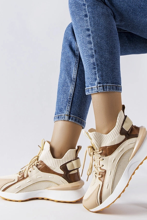 Beige Sport-Sneakers aus Stoff Begins