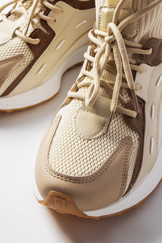 Beige Sport-Sneakers aus Stoff Begins