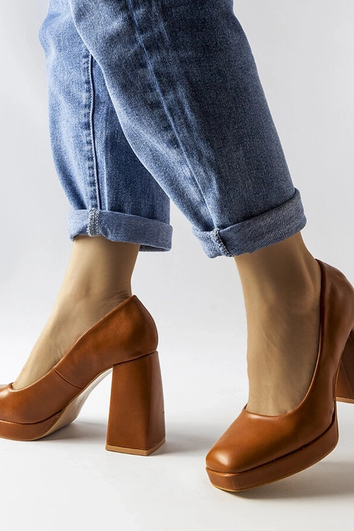 Braune Mailly Pumps mit hohem Absatz