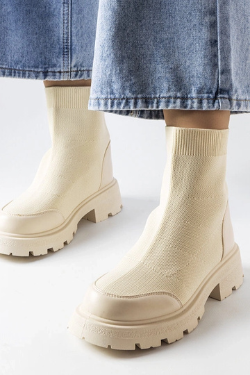 Beige Sockenstiefel Lonte