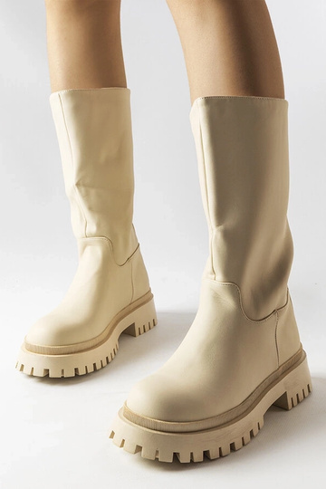 Beige matte Stiefel Hollie