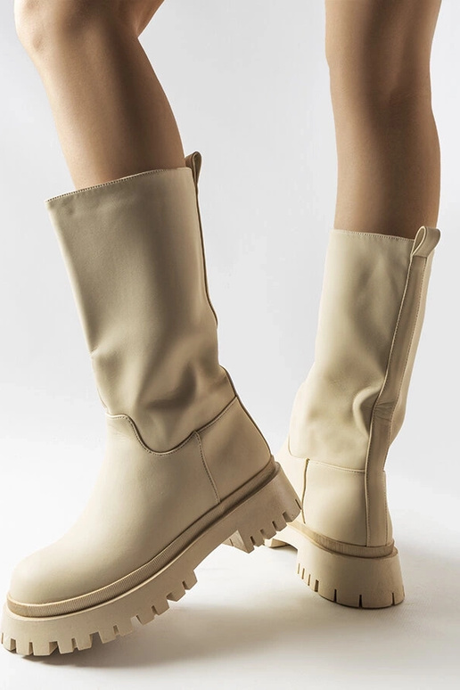 Beige matte Stiefel Hollie