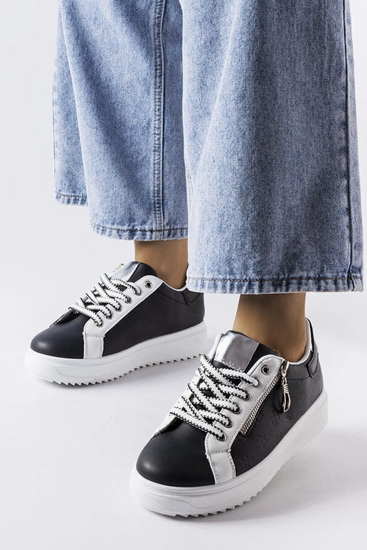 Schwarze Damen-Schnürsneaker Romola