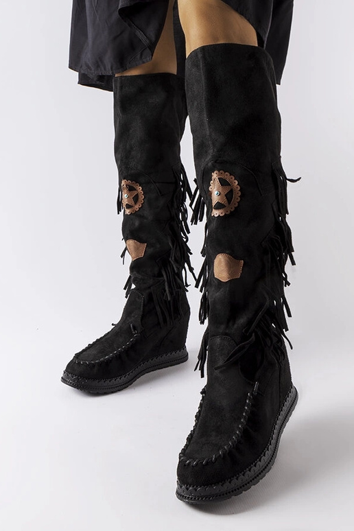 Schwarze Cascia-Keilstiefeletten