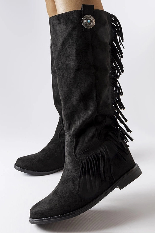 Schwarze Stiefel mit bezogenem...