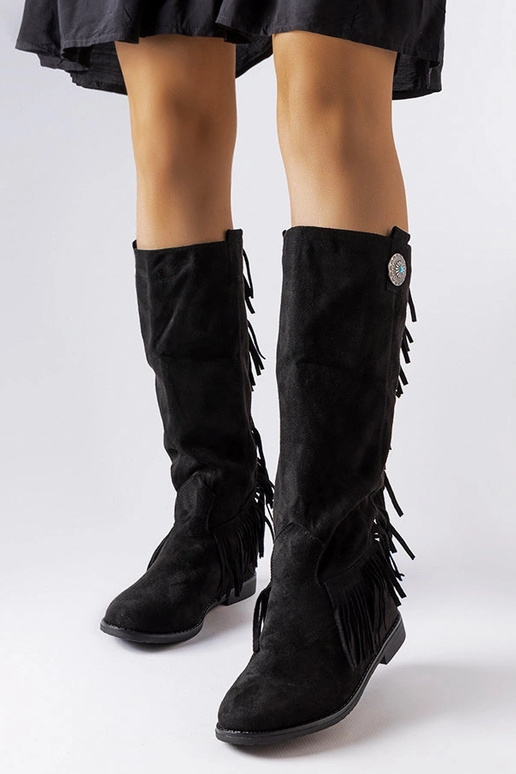 Schwarze Stiefel mit bezogenem...