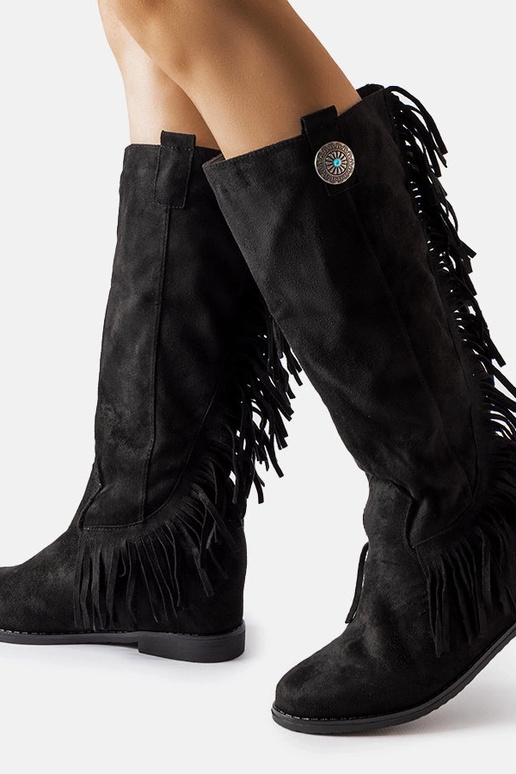 Schwarze Stiefel mit bezogenem...