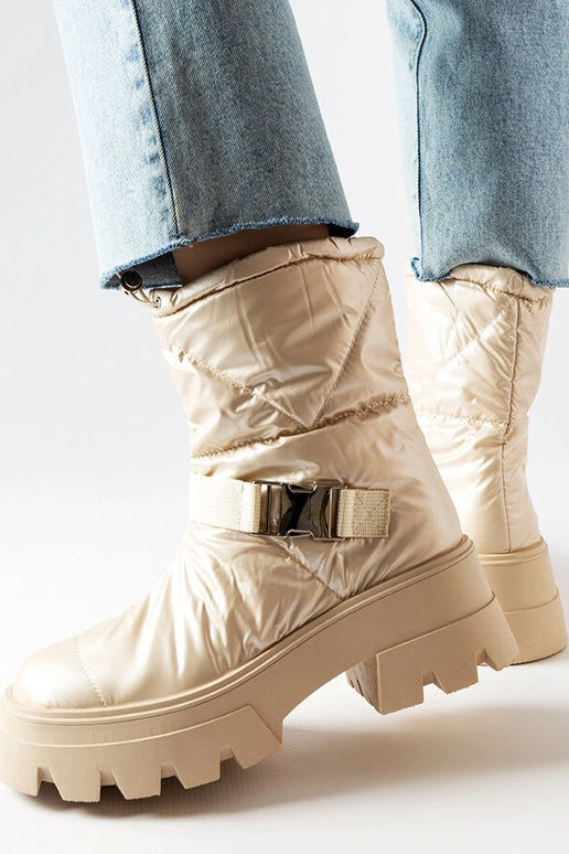 Beige Lack-Schneestiefel Ambretta