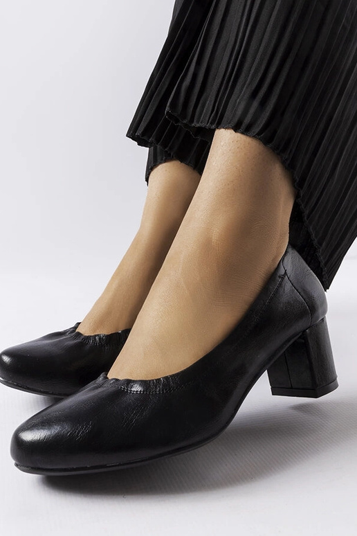 Schwarze Ploufe Pumps mit Blockabsatz