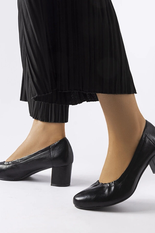 Schwarze Ploufe Pumps mit Blockabsatz