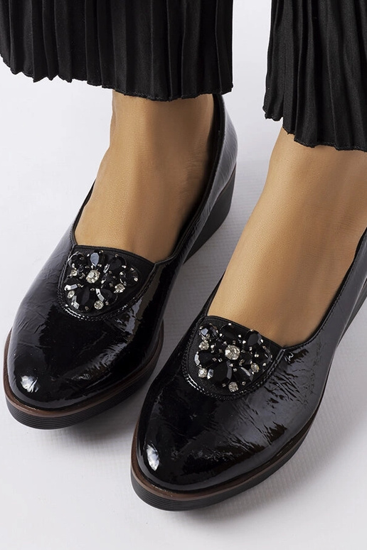 Schwarze Ballerinas aus Lackleder mit...