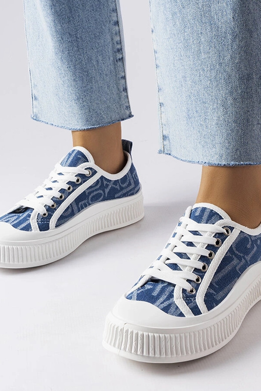 Marineblaue Plateau-Sneakers von...