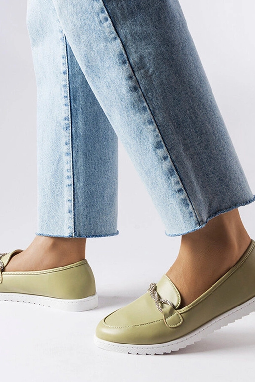 Grüne Loafer mit Zirkonen Paola Grüne Loafer mit Zirkonen Paola
