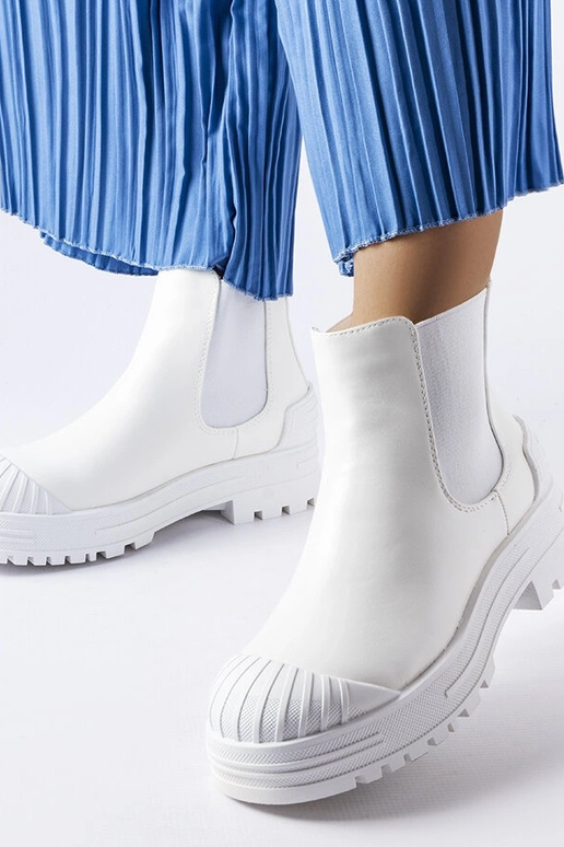 Weiße Lange Workers mit Gummieinlagen