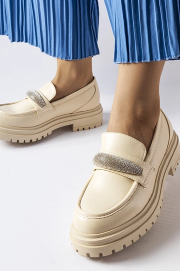 Beige Loafer mit Zirkonen Hartford 2