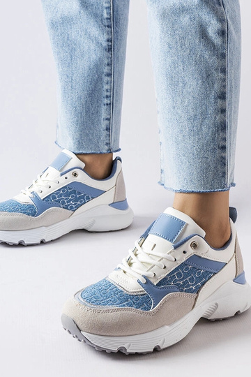 Blau-weiße Schuhe mit...