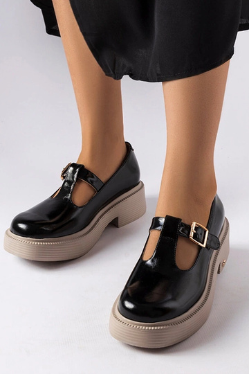 Schwarze lackierte Halbschuhe, Karino 2
