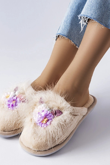 Beige Damen-Hausschuhe Moly
