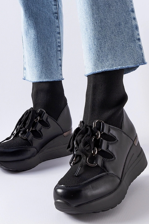 Schwarze Rochon-Sockenkeilstiefel