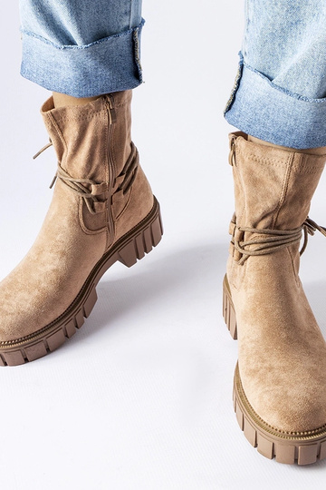 Beige Schnürstiefeletten... 2