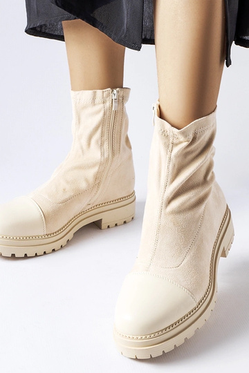 Beige Sockenstiefel aus Kunstwildleder Cigliano