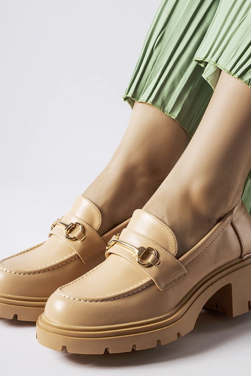 Beige Halbschuhe mit Absatz, „Fabrizio" Beige Halbschuhe mit Absatz, „Fabrizio"
