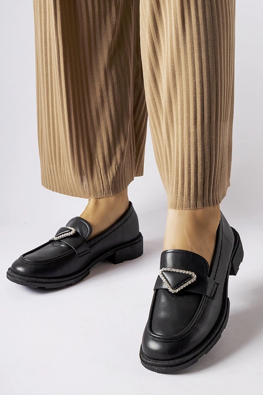 Schwarze Mokassins mit Zirkonen...