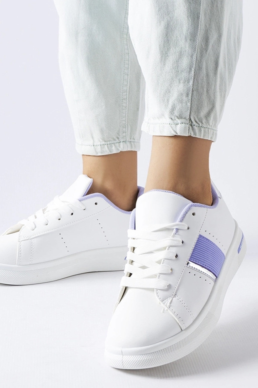 Weiße Sportschuhe mit violettem...