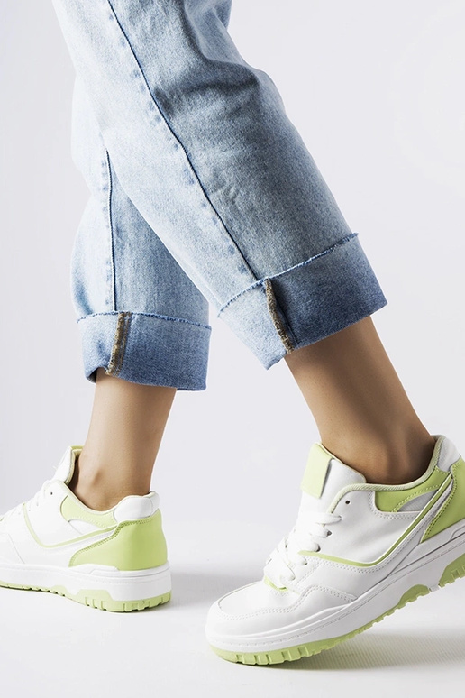 Weiße und grüne Barrette-Sneakers