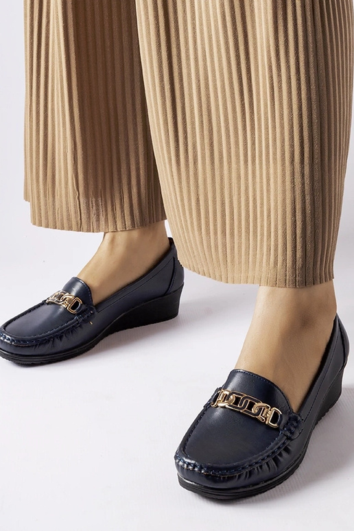 Marineblaue Loafer mit Keilschnalle...