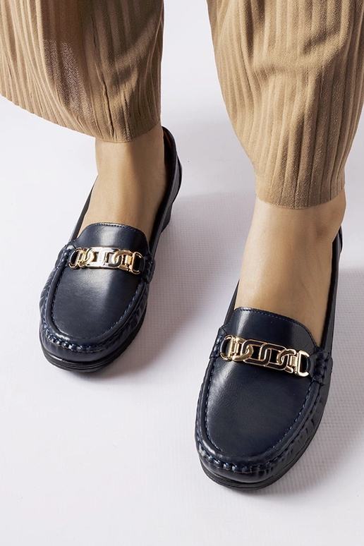 Marineblaue Loafer mit Keilschnalle...